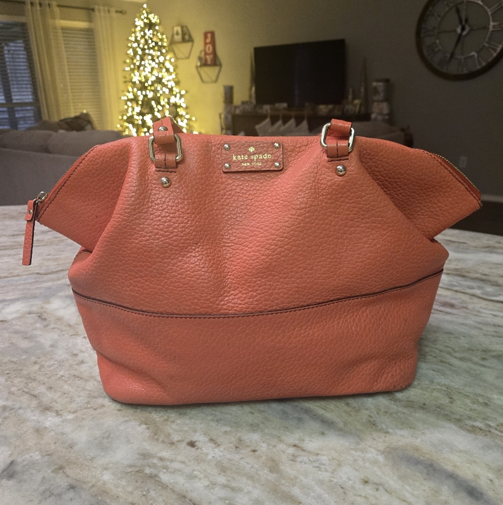 Coral Pebbled Leather Kate Spade Blain Handbag